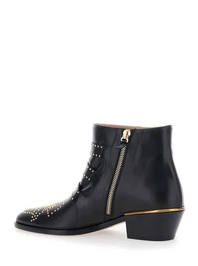 Chloé Susan Studded Leather Ankle Boots In Multi
