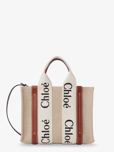 Chloé Chloe Women Multicolor Fabric Small Woody Shopping Bag In Neutral