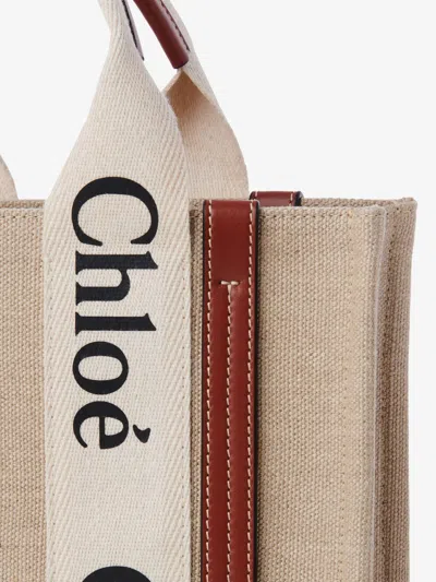 Chloé Chloe Women Multicolor Fabric Small Woody Shopping Bag In Neutral
