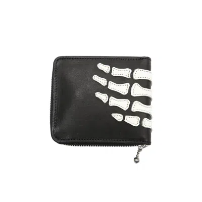 Pre-owned Kapital Thumb Up Bone Hand Zip Long Wallet 'black' | Men's Size Onesize