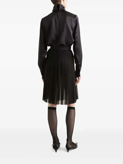 Dolce & Gabbana Lace Panel Blouse High Neck Long Sleeves In Black