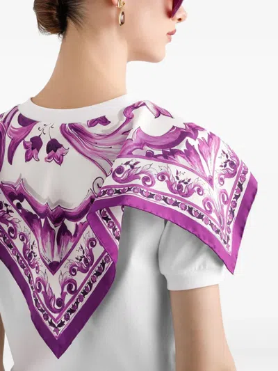 Dolce & Gabbana Women Cotton T-shirt With Scarf-style Inserts In White