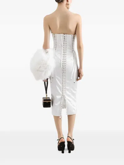 Dolce & Gabbana Women Midi Dress With Bodice In White