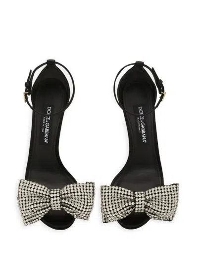 Dolce & Gabbana Women Sandals With 105mm Rhinestones In Black