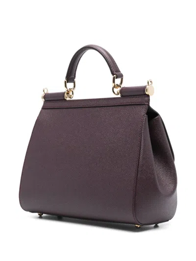 Dolce & Gabbana Large Wine-colored Sicily Hand Bag In Burgundy