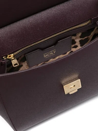 Dolce & Gabbana Large Wine-colored Sicily Hand Bag In Burgundy