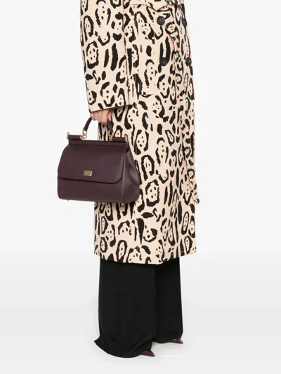 Dolce & Gabbana Large Wine-colored Sicily Hand Bag In Burgundy