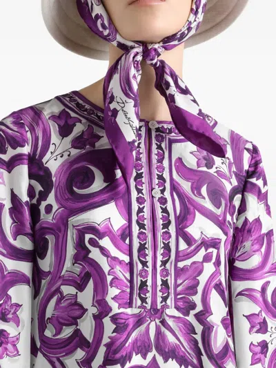 Dolce & Gabbana Printed Silk Mini Dress In Multi