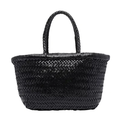 Dragon Diffusion Women Mini Flat Gora Bamboo Basket Bag In Black