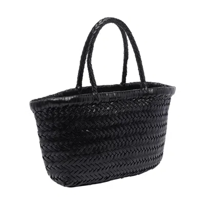 Dragon Diffusion Women Mini Flat Gora Bamboo Basket Bag In Black