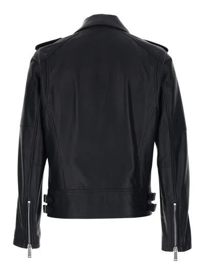 Dsquared2 Men Black Jacket With Three Zip Pockets On The Front In Leather Man In Multi