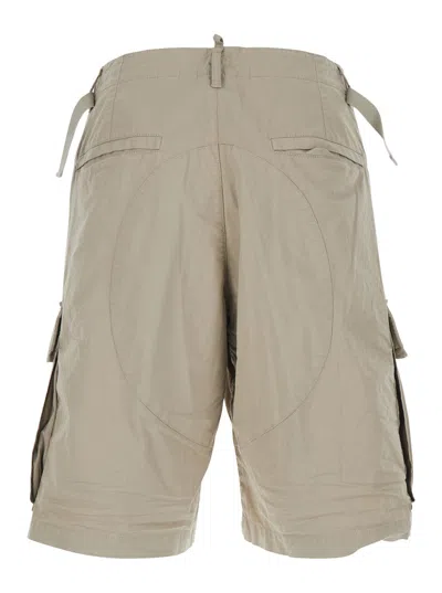 Dsquared2 Men Grey Shorts With Wide Leg And Four Flap Pockets With Buttons In Cotton Stretch Man In Animal Print