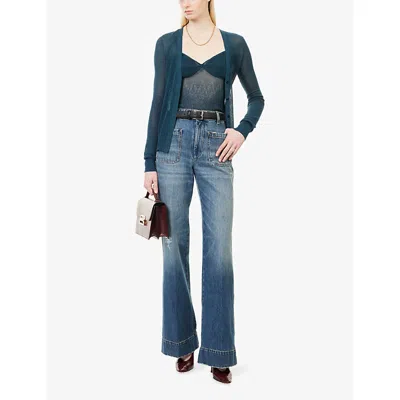 Victoria Beckham Womens  Alina Wide-leg Denim Jeans In Brown