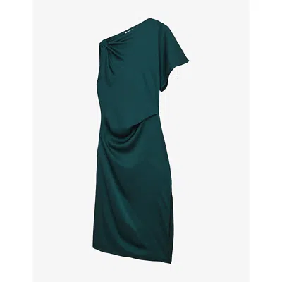 Reiss Womens  Kenzie Draped Satin Midi Dress In Green