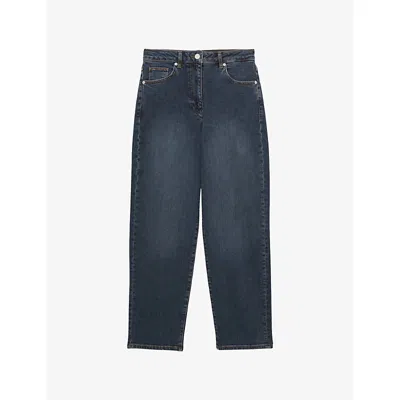 Reiss Womens  Marcie Straight-leg Stretch-denim Jeans In Gray