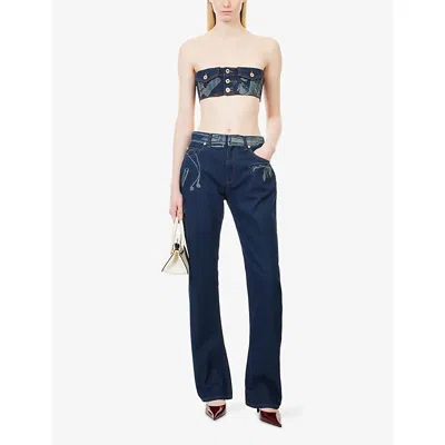 Jean Paul Gaultier Printed Mid-rise Wide-leg Jeans In Multi