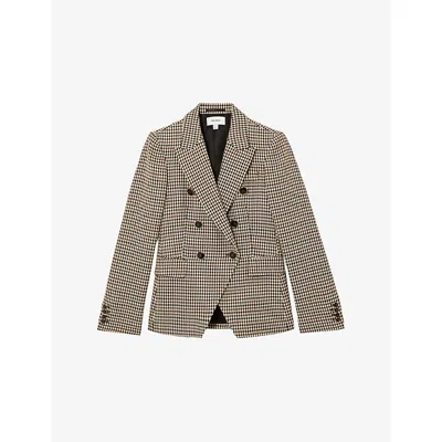 Reiss Womens  Hartley Double-breasted Wool-blend Blazer In Neutral