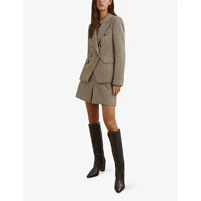 Reiss Womens  Hartley Double-breasted Wool-blend Blazer In Neutral