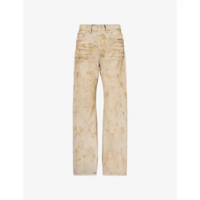 Acne Studios Womens  Faded Stain-pattern Denim Jeans In Neutral
