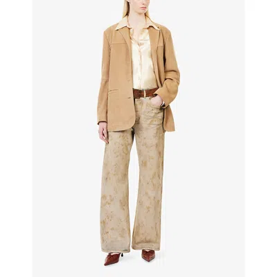 Acne Studios Womens  Faded Stain-pattern Denim Jeans In Neutral
