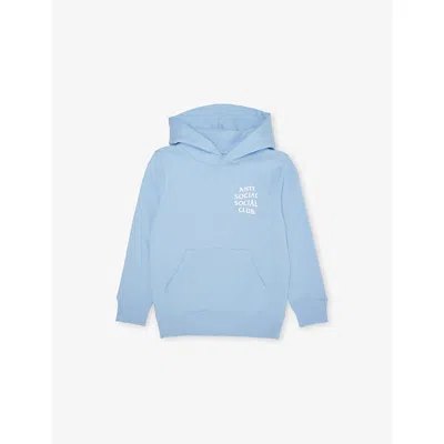 Anti Social Social Club Mind Games Branded Cotton-jersey Hoody 3-1 In Blue