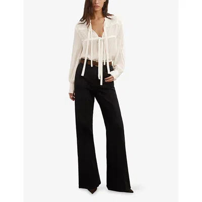 Reiss Womens  Josephine Tie-front Woven Blouse In White