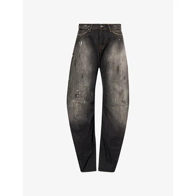 Acne Studios Womens Washed Black Gothik Barrel-leg Denim-blend Jeans In Animal Print
