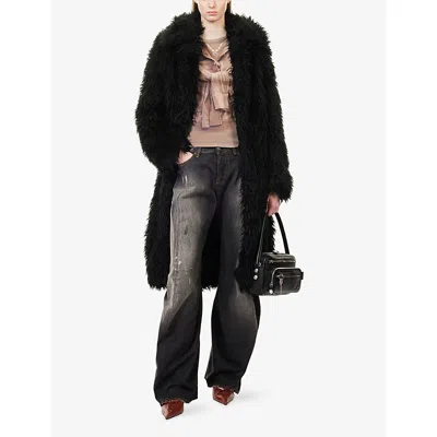Acne Studios Womens Washed Black Gothik Barrel-leg Denim-blend Jeans In Animal Print