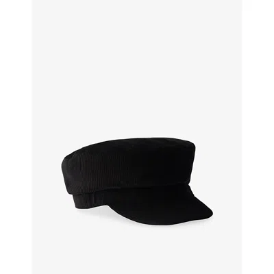 Prada Mens  Newsboy Cotton Corduroy Cap In Black