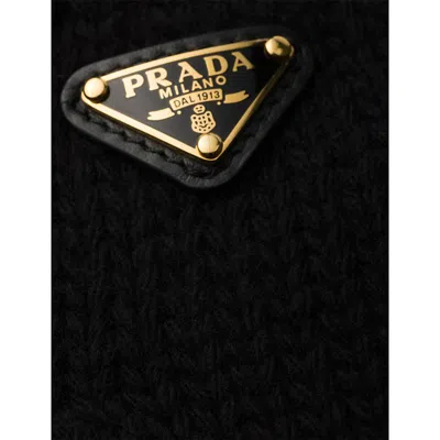 Prada Womens  Brand-plaque Wool Gloves In Black