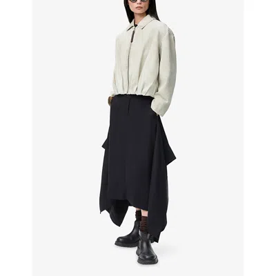 Loewe Womens  Abstract Symmetrical Woven Midi Skirt In Black