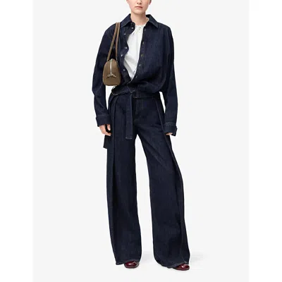 Loewe D-ring Belted Wide-leg Jeans In Blue