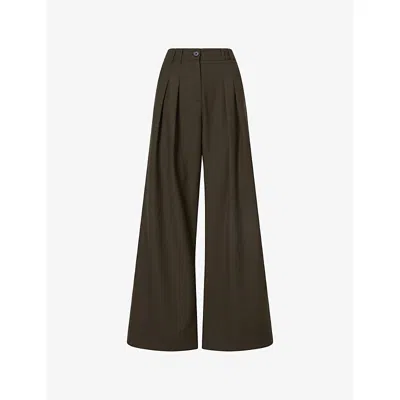 Me And Em Womens  Pleated Wide-leg Woven Trousers In Green