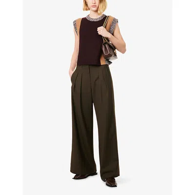 Me And Em Womens  Pleated Wide-leg Woven Trousers In Green