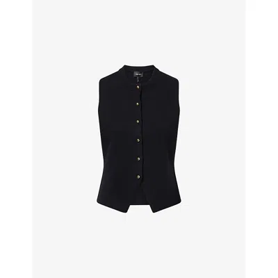 Me And Em Womens  Milano Knitted Merino-wool And Cotton Waistcoat In Black
