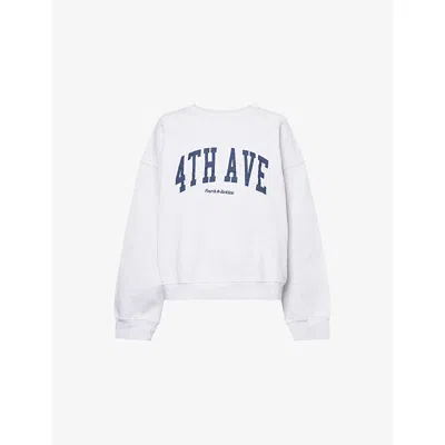 4th & Reckless Womens  Avenue Logo-print Cotton Sweatshirt In White