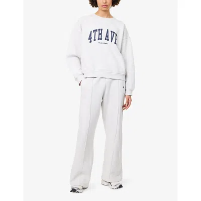 4th & Reckless Womens  Avenue Logo-print Cotton Sweatshirt In White
