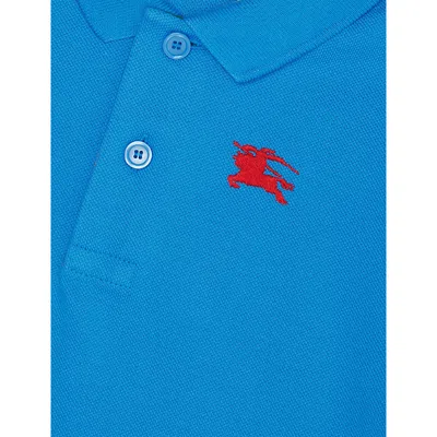 Burberry Cotton Piqué Polo Shirt 12 Months-3 Year In Blue