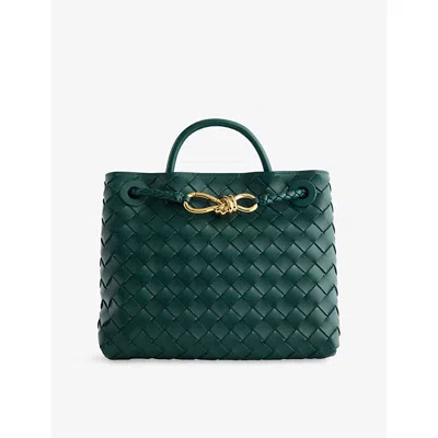 Bottega Veneta Womens  Andiamo Small Leather Tote Bag In Green