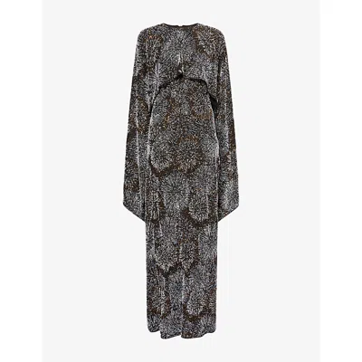 Rabanne Womens  Firework Embellished Cape Woven Maxi Dress In Black