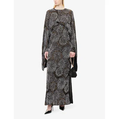 Rabanne Womens  Firework Embellished Cape Woven Maxi Dress In Black