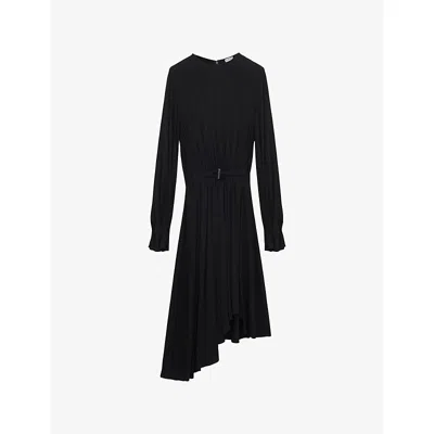 Loewe Draped Asymmetric Midi Dress In Black