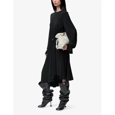 Loewe Draped Asymmetric Midi Dress In Black