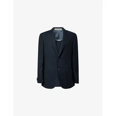 Corneliani Mens  Notched-lapel Single-breasted Wool Blazer In Blue