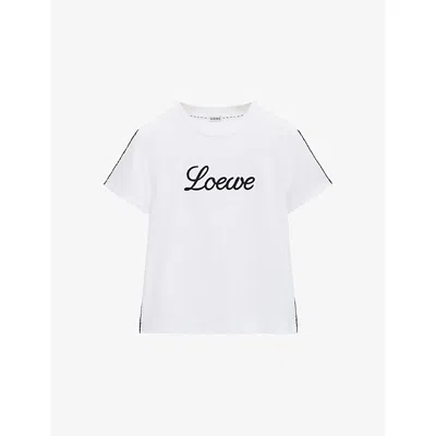 Loewe Womens  Brand-print Relaxed-fit Cotton-jersey T-shirt In White