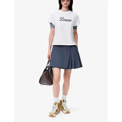 Loewe Womens  Brand-print Relaxed-fit Cotton-jersey T-shirt In White