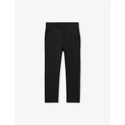 Reiss Knightsbridge T Satin-striped Wool Blend Tuxedo Trousers 3-9 In Black