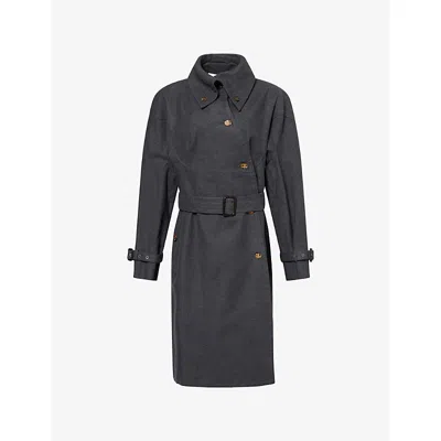 Vivienne Westwood Mens  Classic-collar Belted Cotton Coat In Gray