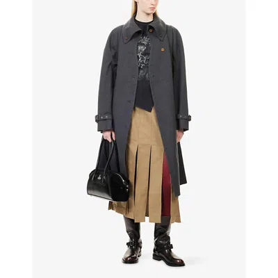 Vivienne Westwood Mens  Classic-collar Belted Cotton Coat In Gray