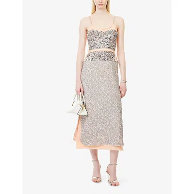 Rabanne Sequined Chiffon Maxi Dress In Neutral
